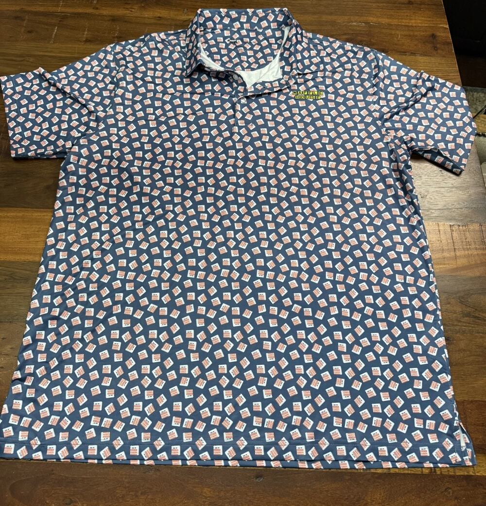 Men’s Waffle House Black/Blue Employee Performance Polo Shirt- Size XL